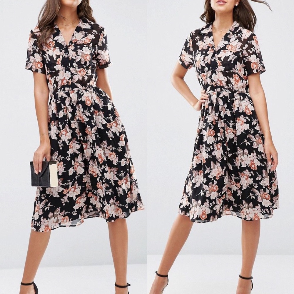 ASOS TALL Tea Dress in Floral Print, US size 2